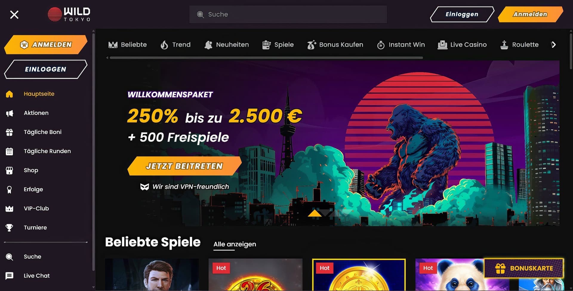 wildtokyo homepage desktop