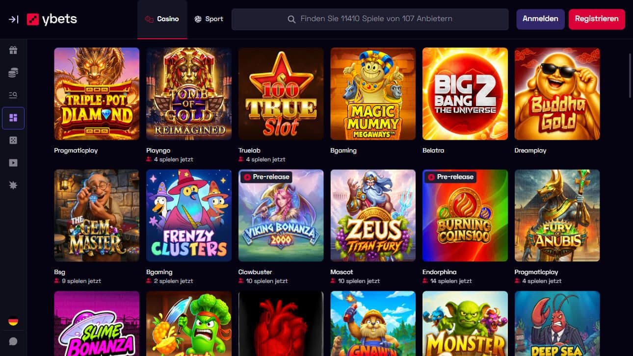 Ybets Casino Slots Desktop