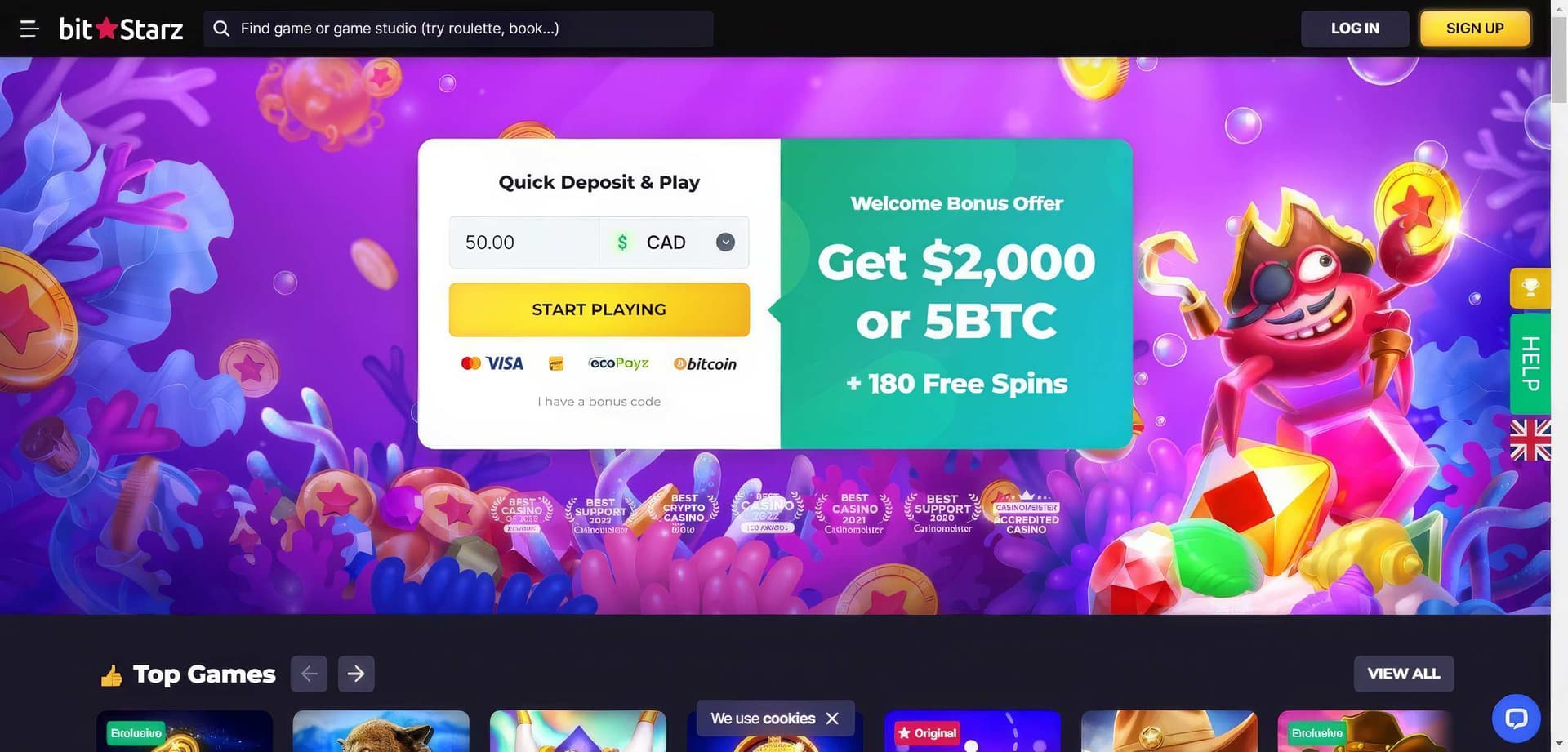 bitstarz homepage desktop