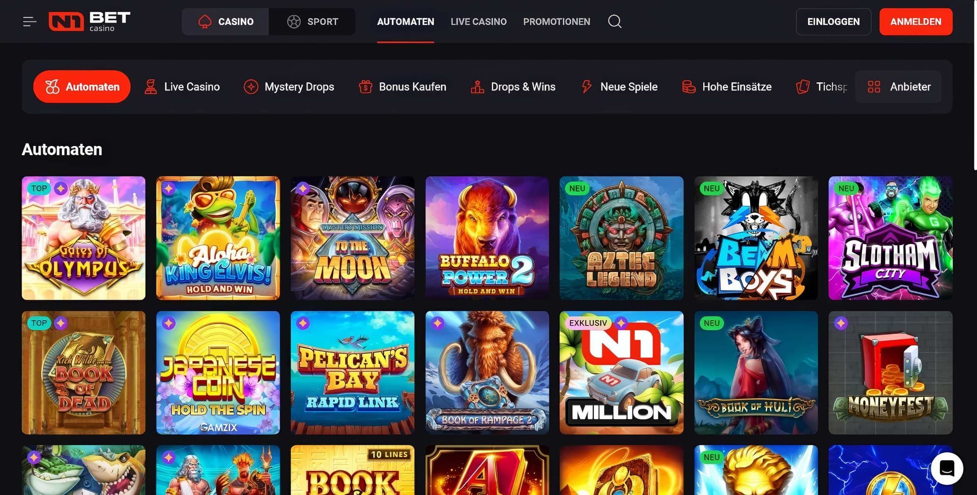 N1Bet Slots Desktop