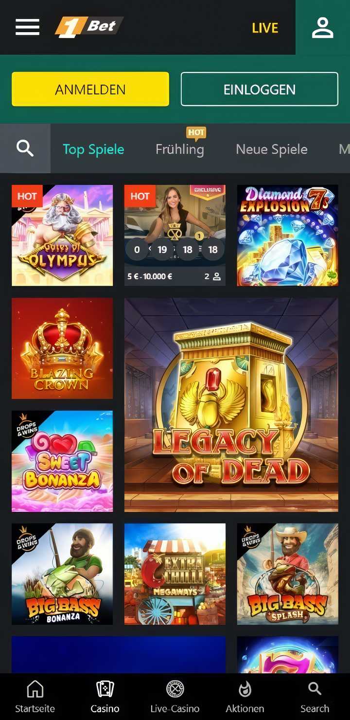 1Bet Casino Spielautomaten Mobile