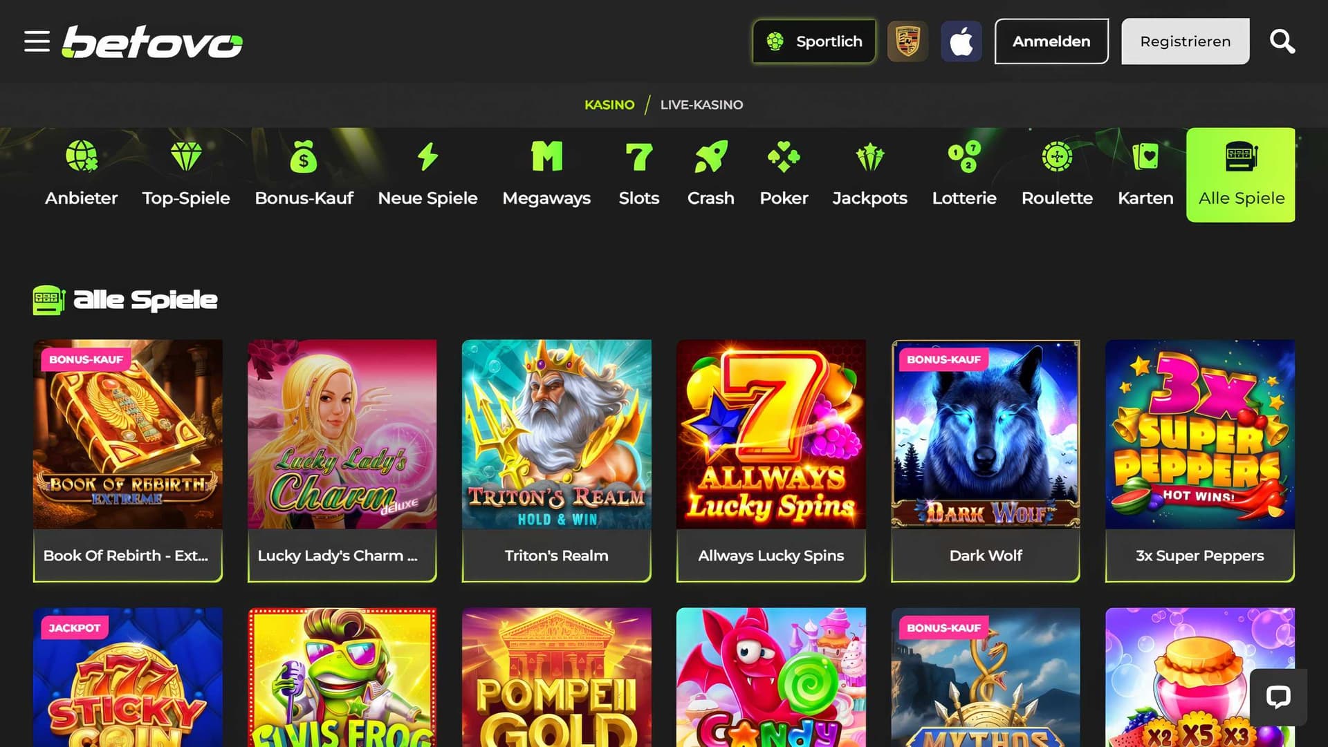 Betovo Casino Spielautomaten Desktop