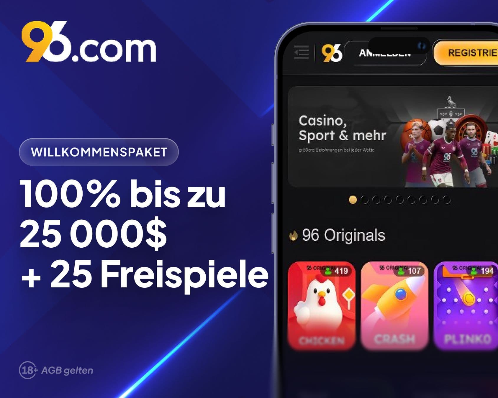 96.com Free Spins