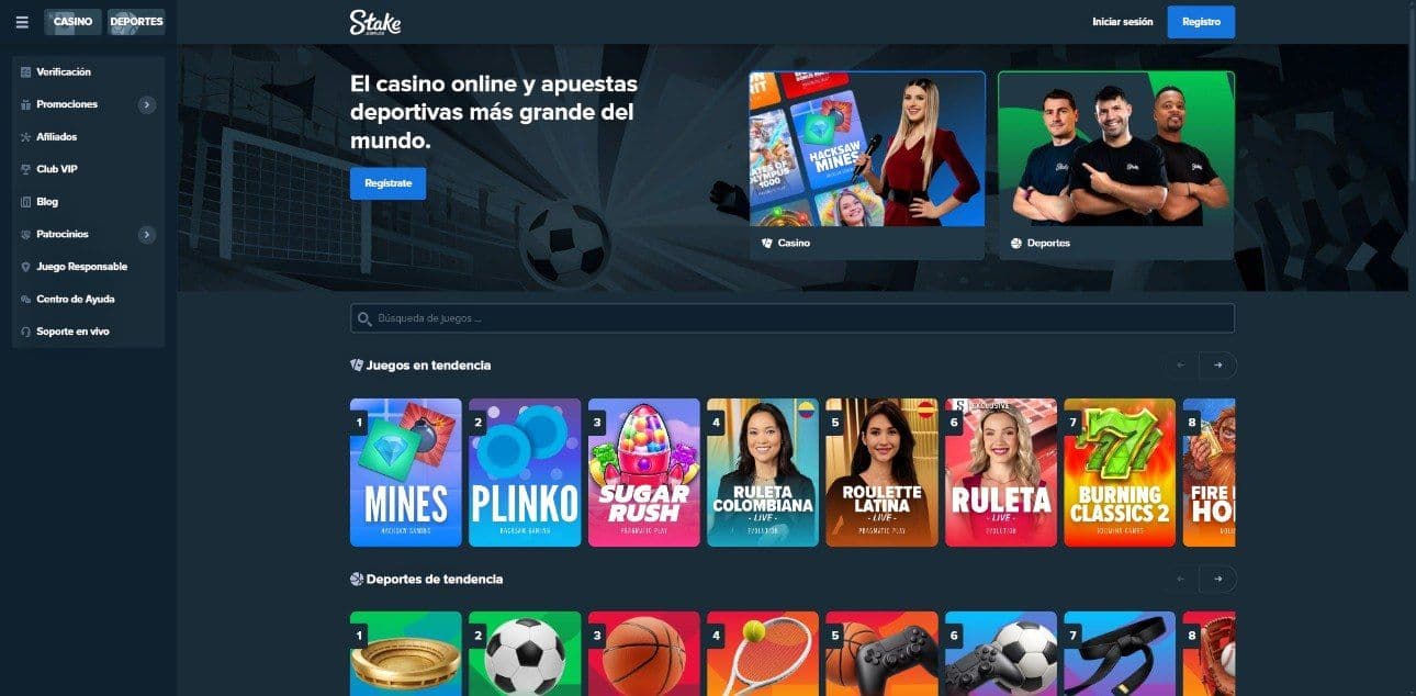 Lobby de inicio de stakecom