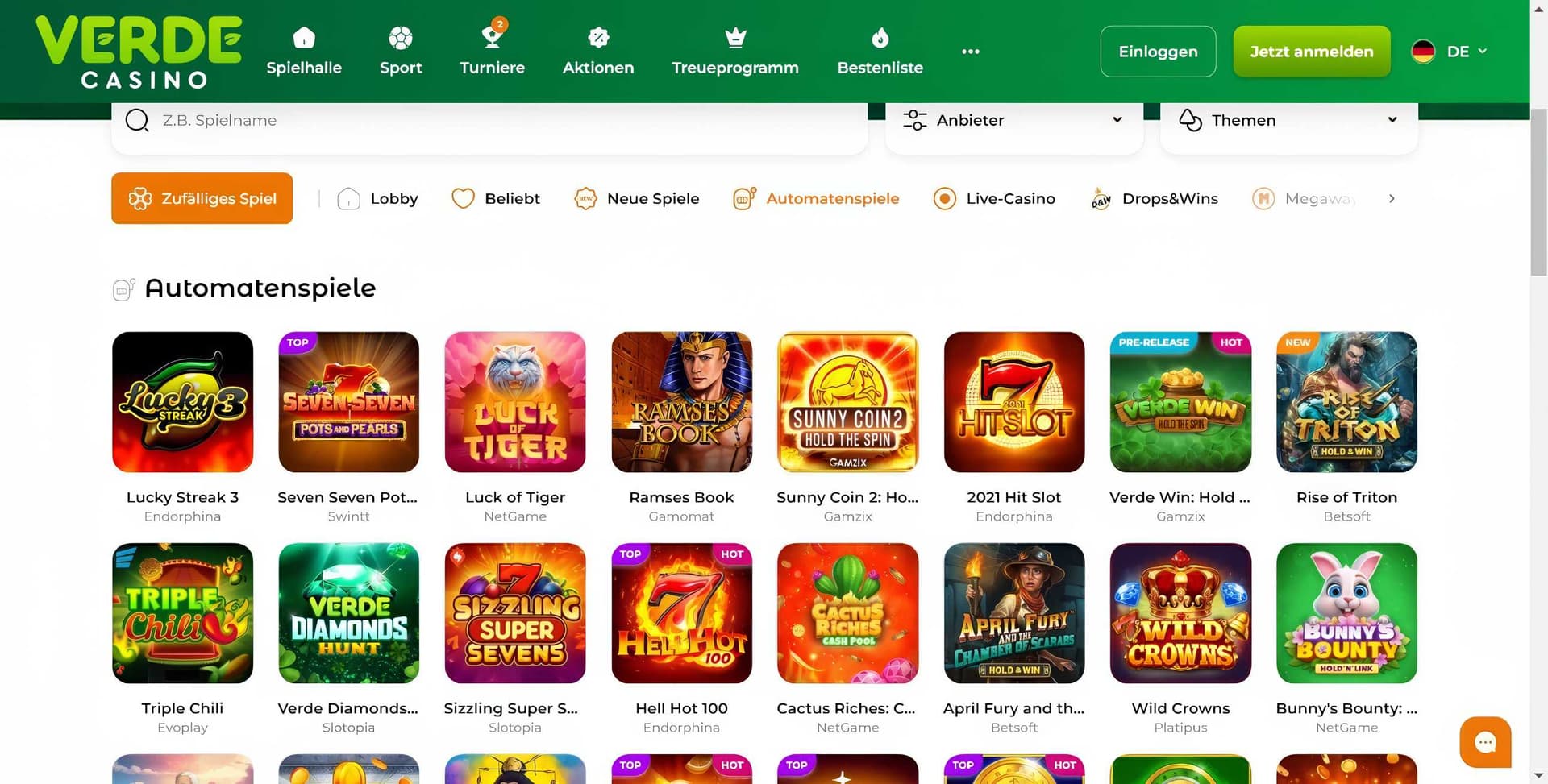 verde casino spielautomaten desktop