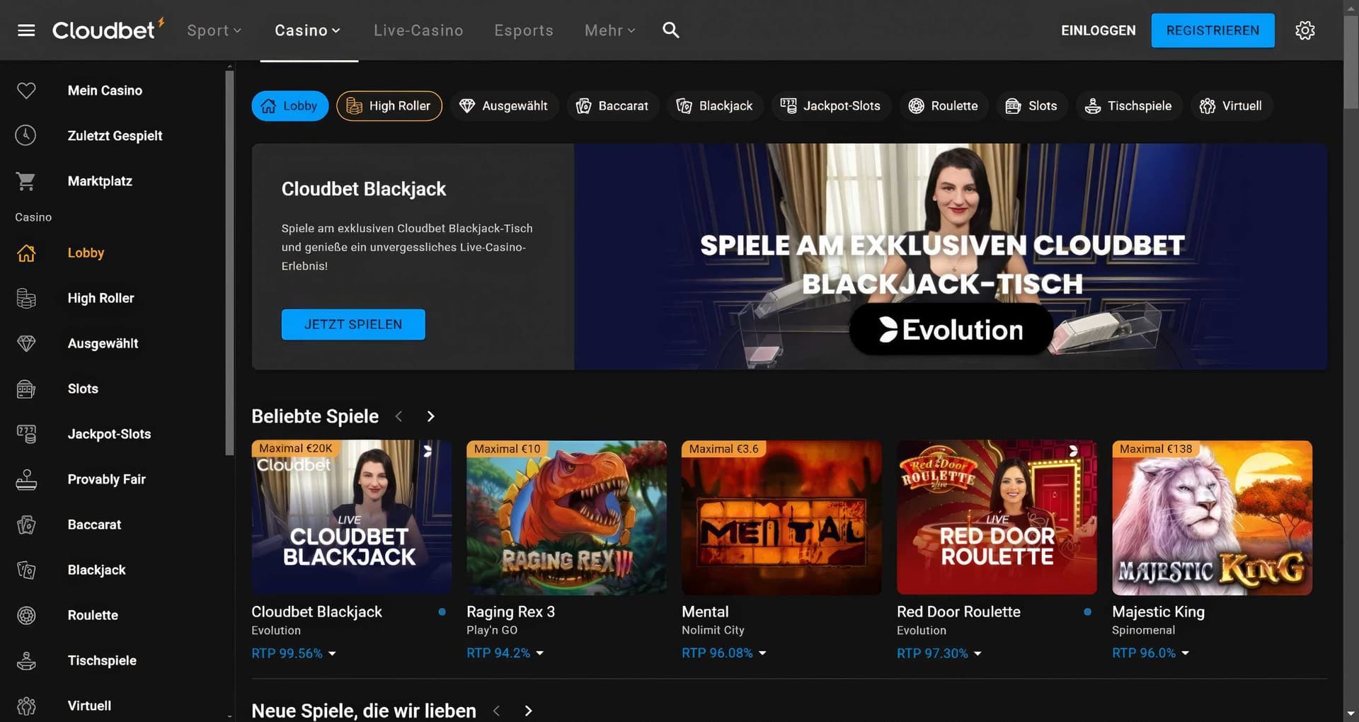 cloudbet homepage desktop