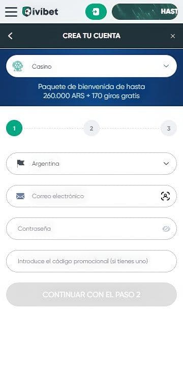 Registro en Ivibet.