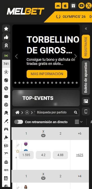 Lobby de inicio de melbet mobile