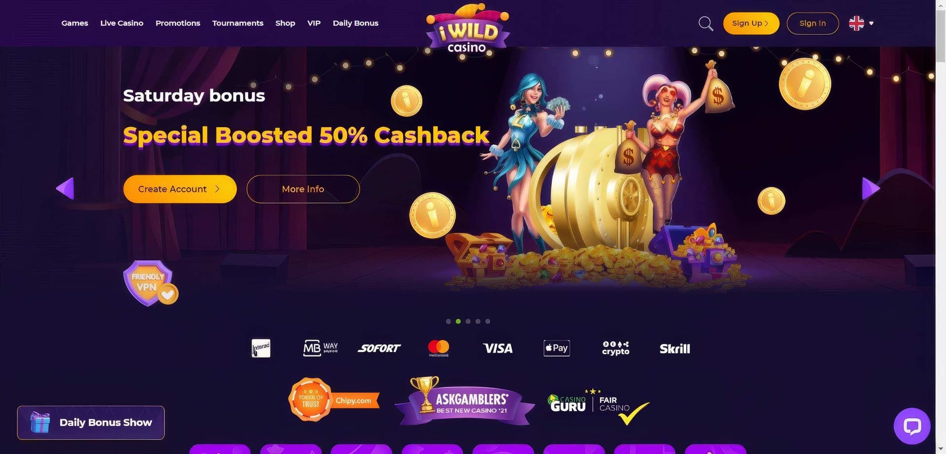 iwild casino homepage desktop