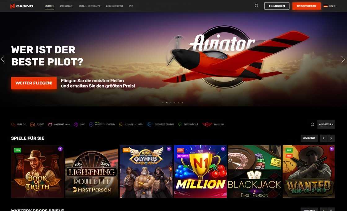 N1 Casino Homepage Desktop