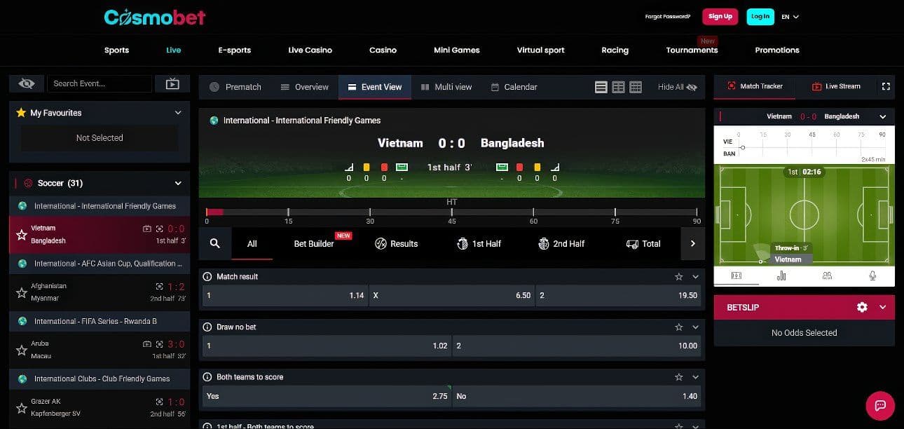 cosmobet livebetting desktop