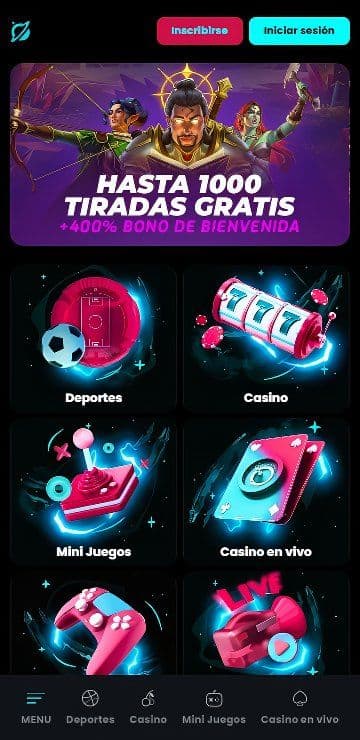 Página de inicio de Cosmobet en celular.