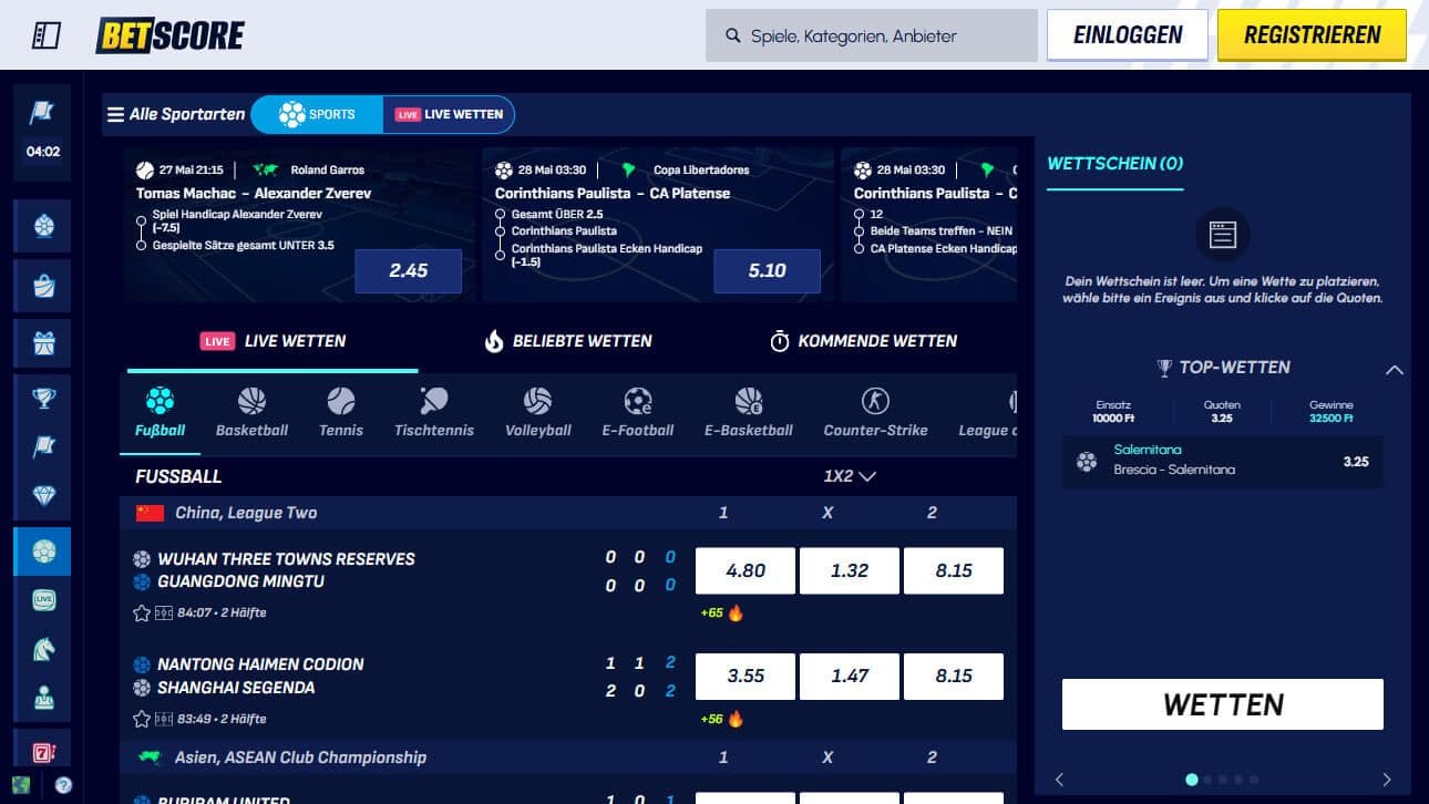 BetScore Sportwetten Desktop