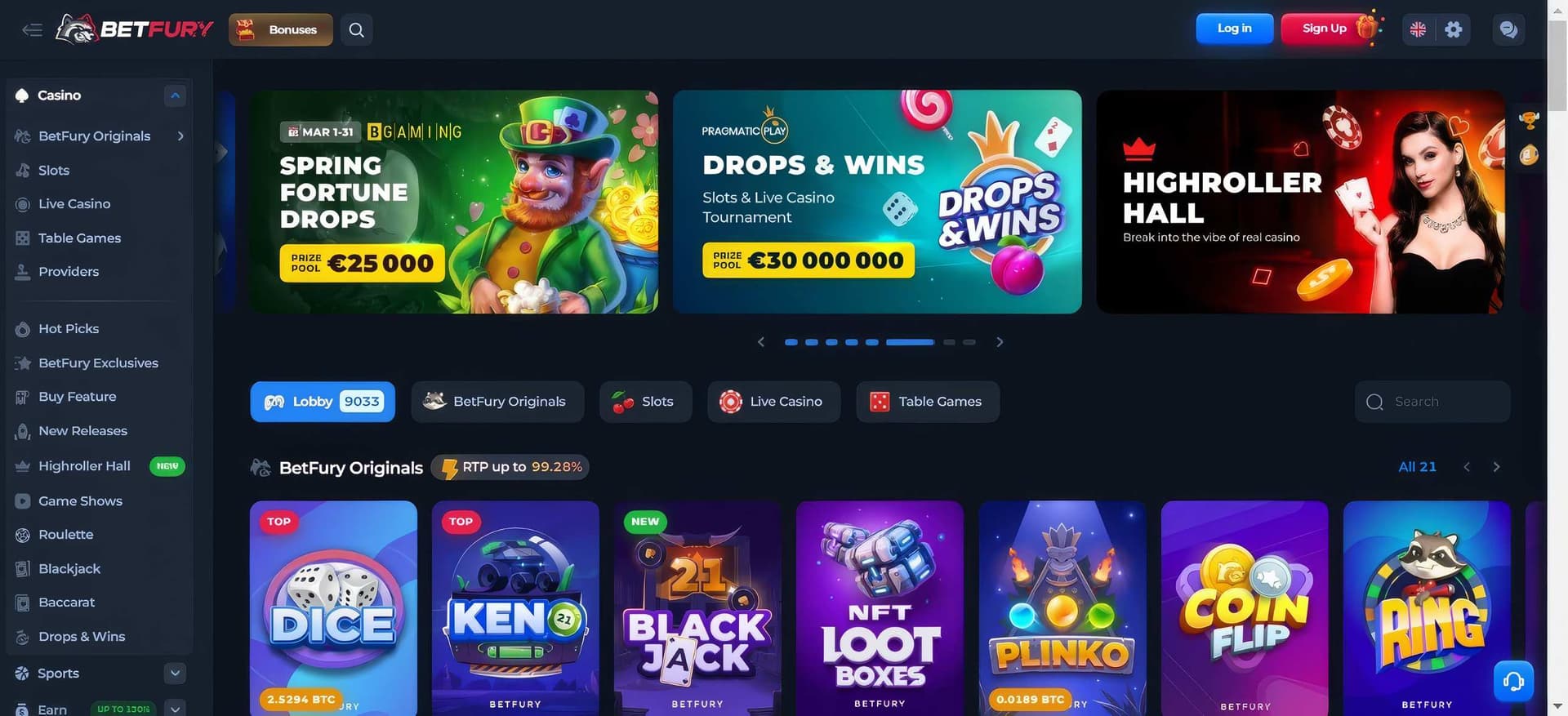 betfury homepage desktop