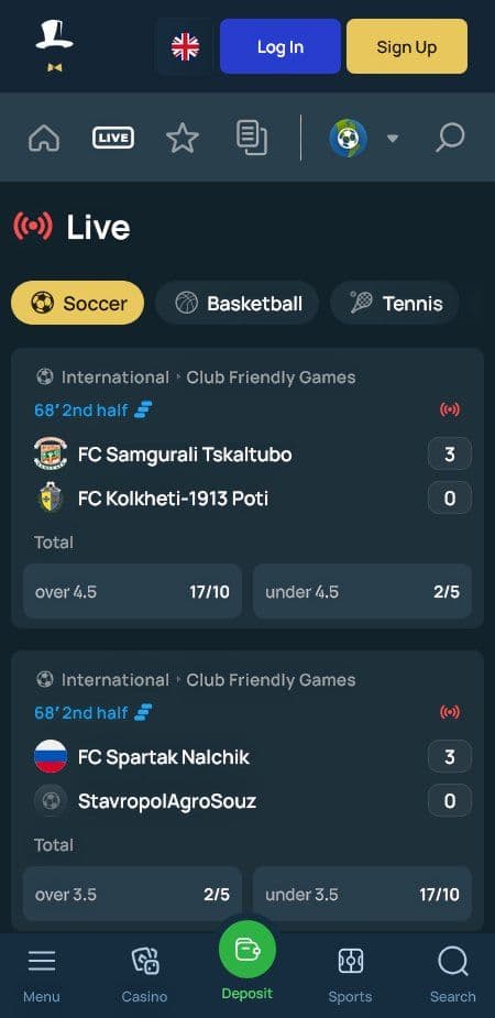 FortuneJack Sportsbook Live Mobile