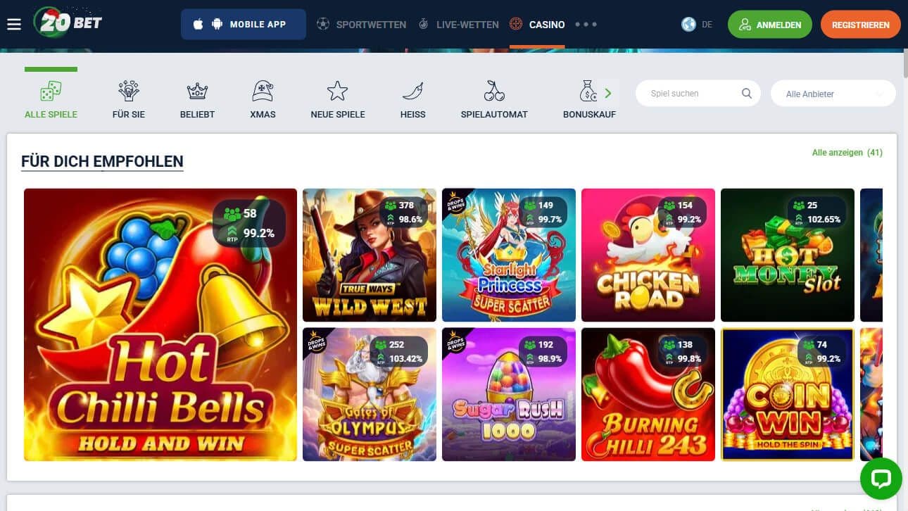 20Bet Slots Desktop