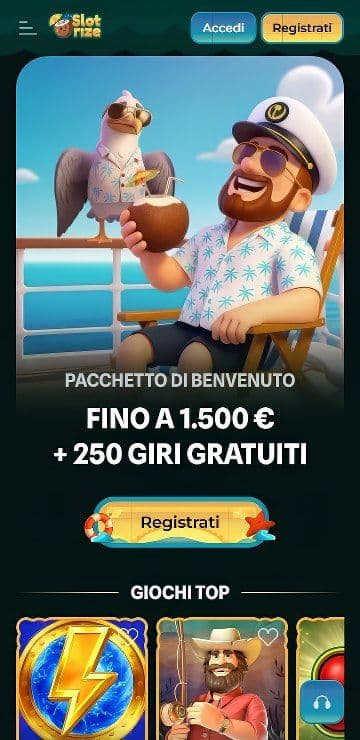 Slotrize Homepage Mobile