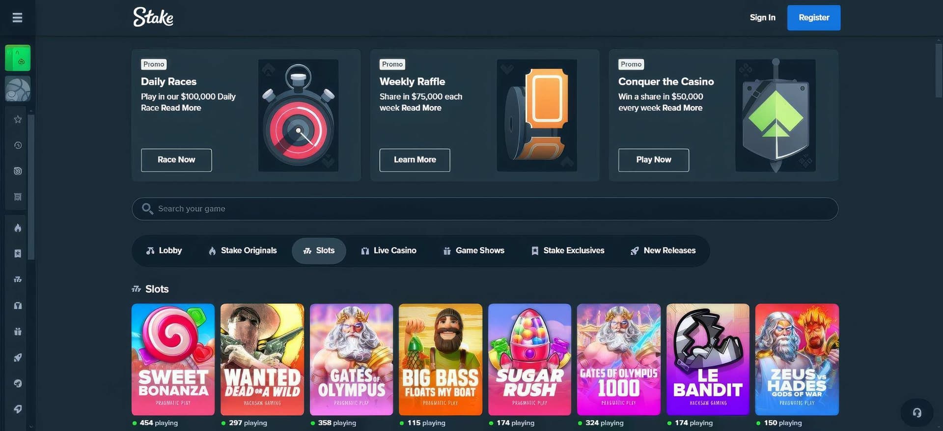 stake.com slots desktop