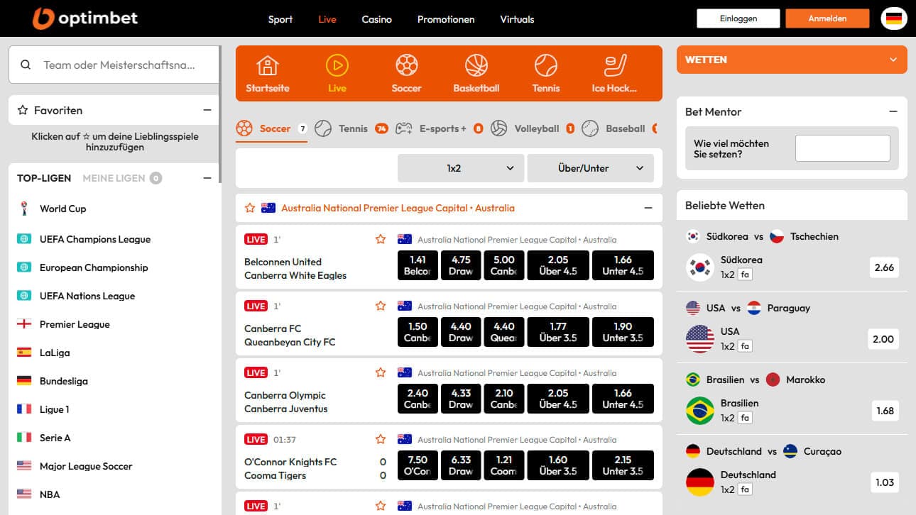 Optimbet Livewetten Desktop