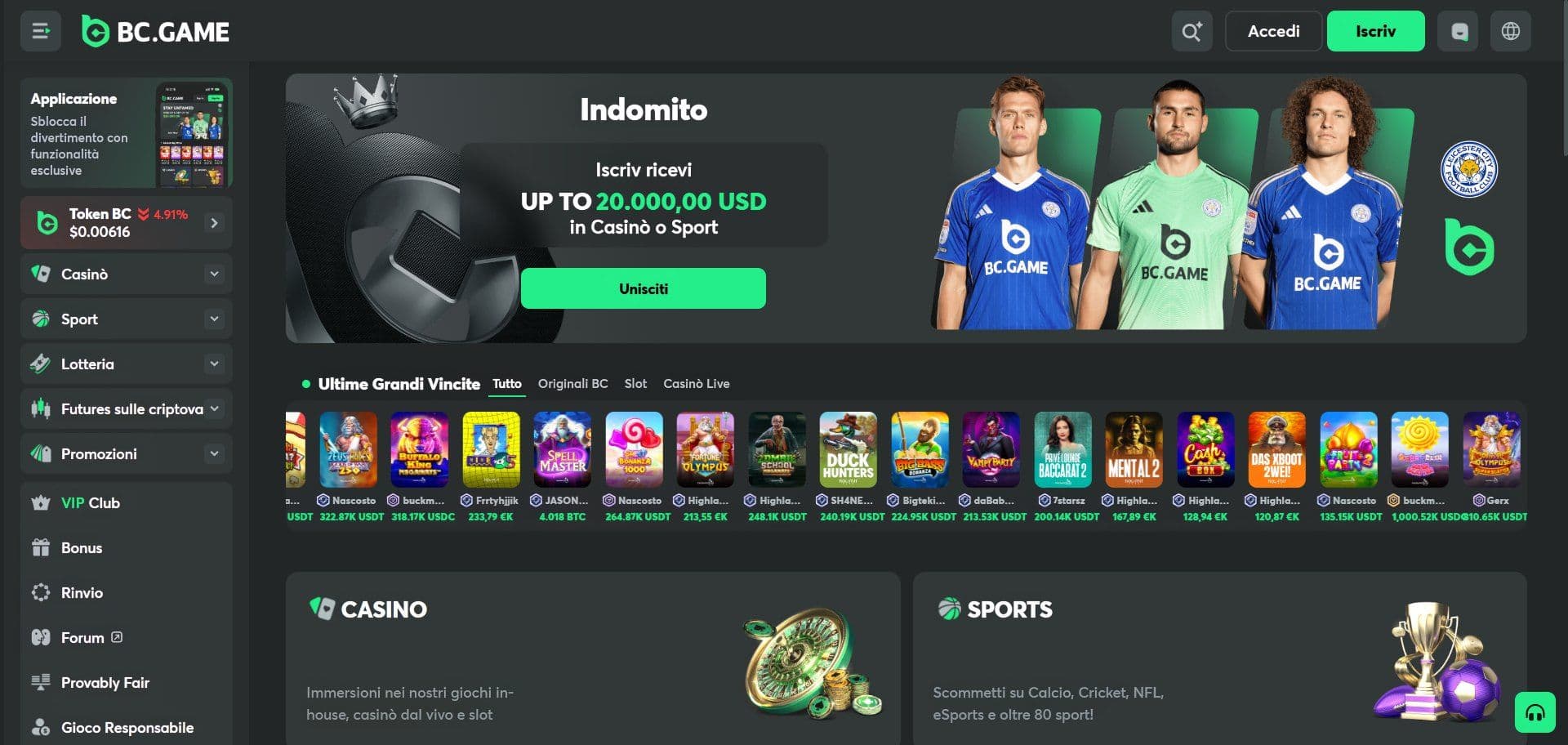 BC.game Homepage Desktop