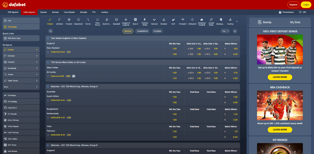 dafabet homepage desktop