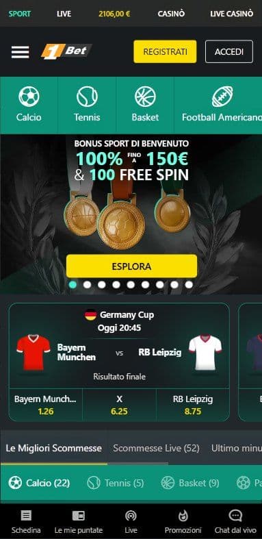 1bet Scommesse Sportive Home Mobile
