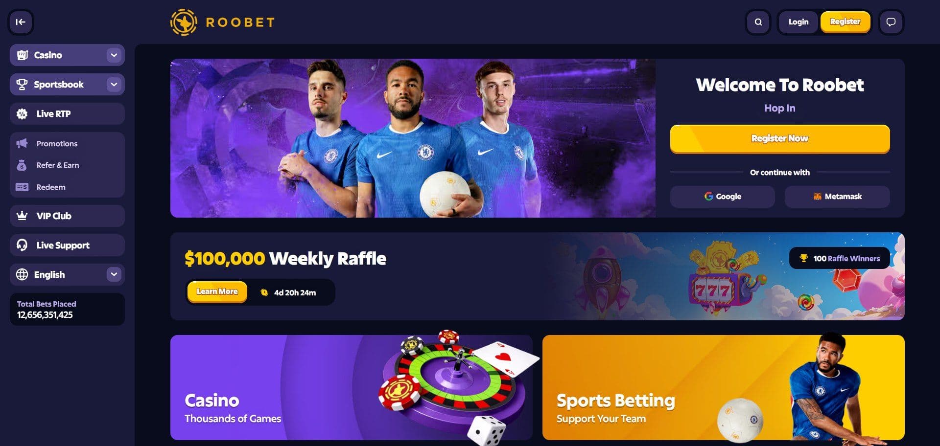 Roobet Homepage Desktop