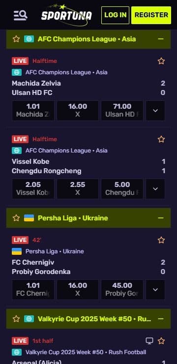 sportuna live betting mobile