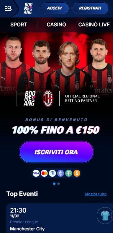 Boomerang.Bet Sito di Scommesse Mobile