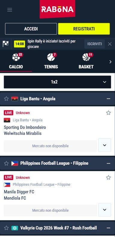 Rabona Scommesse Live Mobile