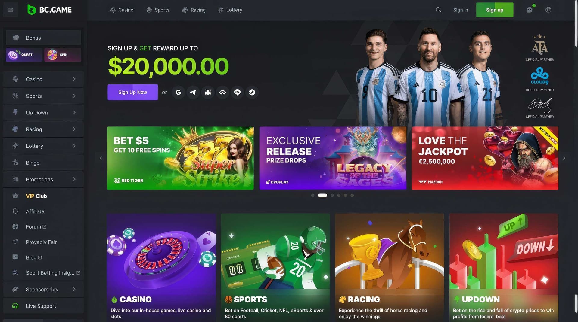 bcgame homepage desktop