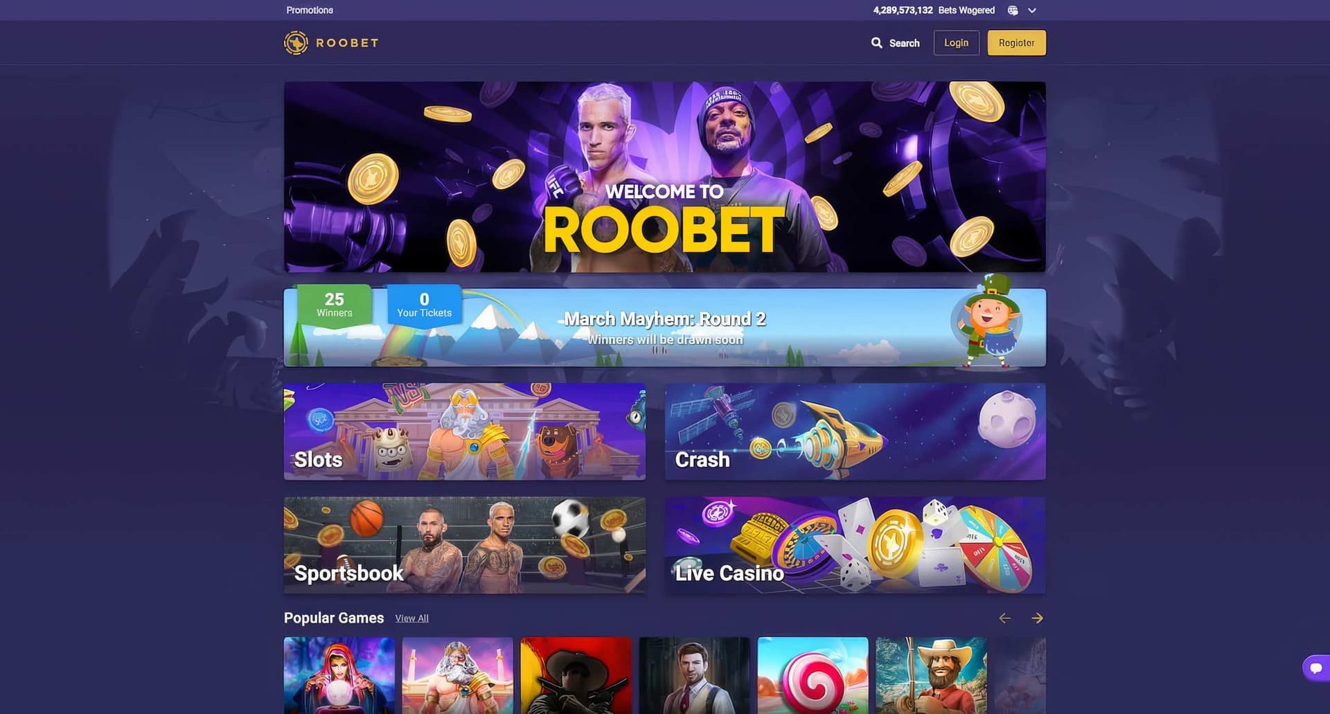 roobet homepage desktop