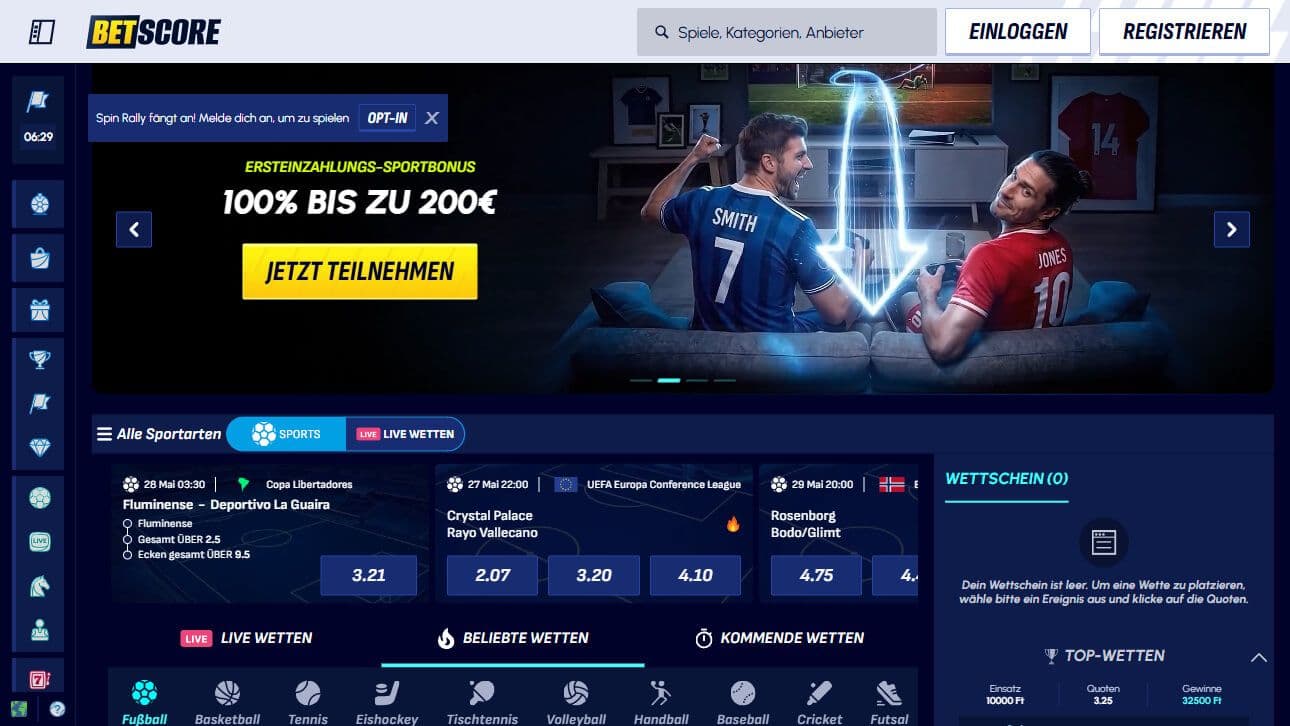 BetScore Homepage Desktop