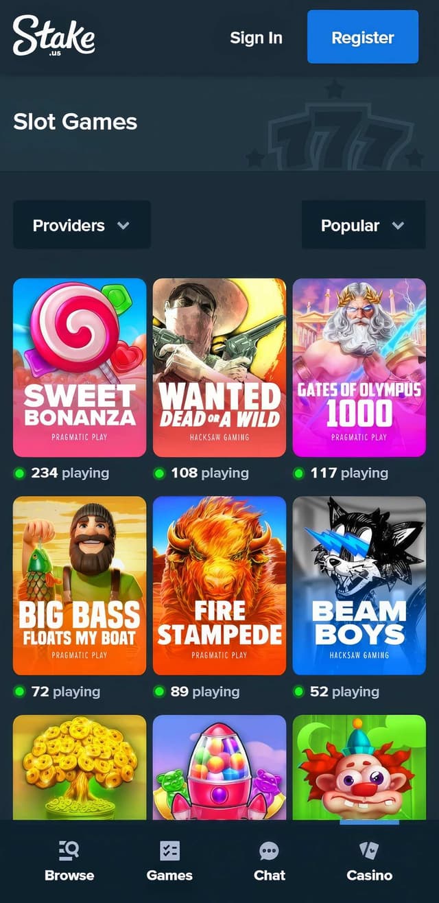 stake.us slots mobile