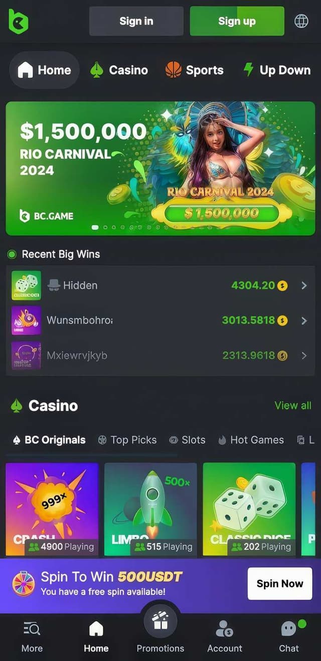 bcgame homepage mobile